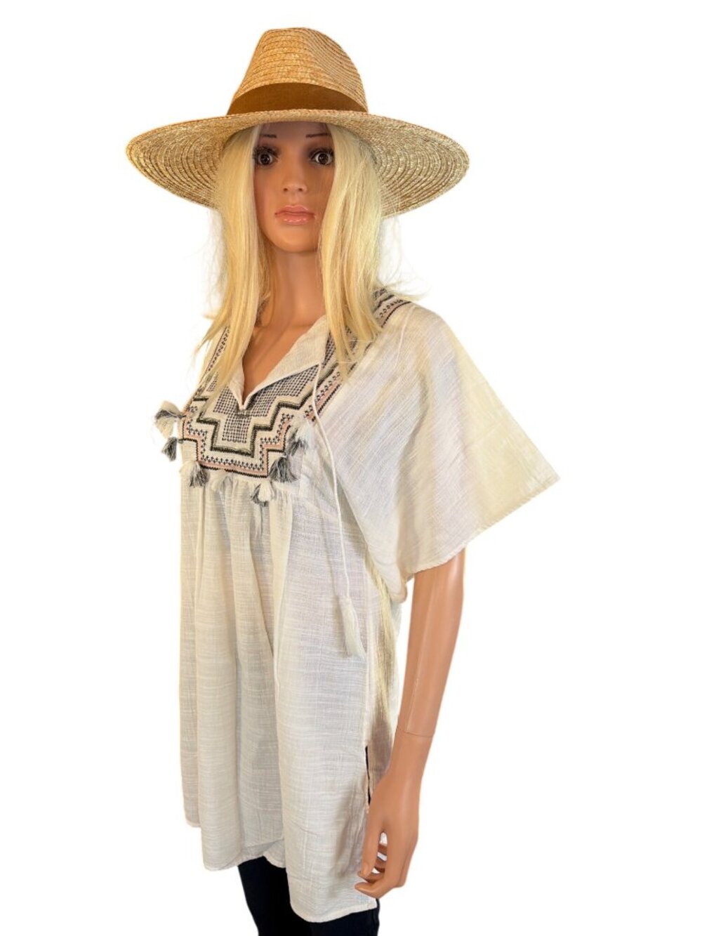 NWT Gigi Pip Isla Straw Fedora Hat S/M 57cm Adjustable Wide Brim Band MSRP$102 - Picture 5 of 17